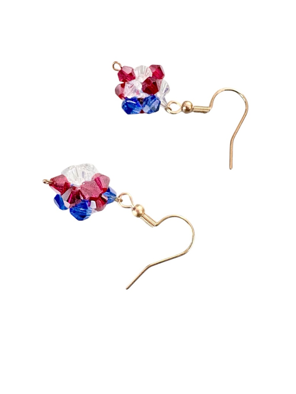 Go USA team Crystal Cluster Drop Earrings - Red, White & Blue